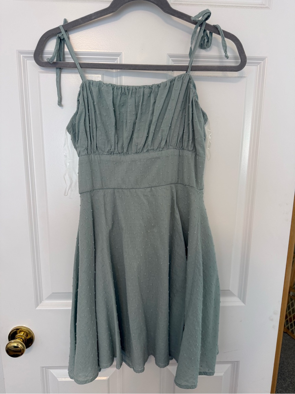 Trixxi Sage Green Tie-Shoulder Mini Dress